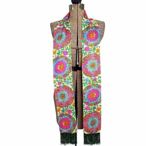 Vintage 1960's colorful floral head scarf